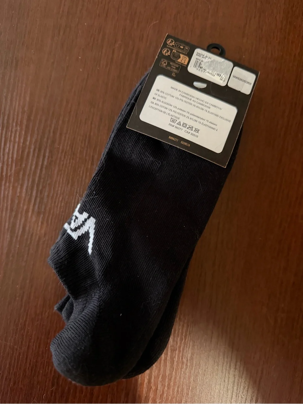 Vans Black Crew Socks with White Logo Accent
